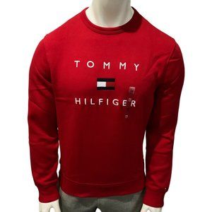 NWT TOMMY HILFIGER MSRP $99.99 MEN'S RED EMBROIDERED LONG SLEEVE SWEATSHIRT